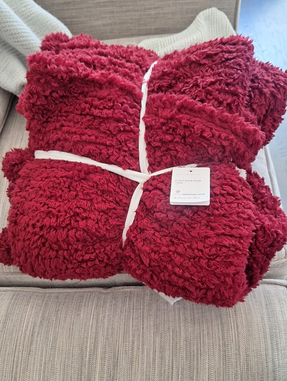 Pottery Barn NWT DISCONTINUED Cozy Pom Pom throw